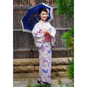 浴衣 レディース そしてゆめ 3点セット 大人ゆかた 黒 縞 菖蒲 あやめ