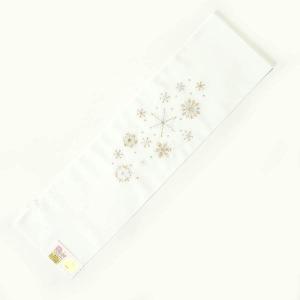 半衿 刺しゅう 日本製 塩瀬 東洋紡糸使用 振袖 袴 雪の結晶 白｜yamaki