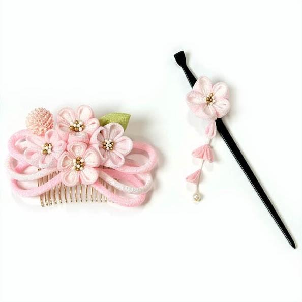 髪飾り 成人式 花 和装 振袖 つまみ細工 2個セット 日本製