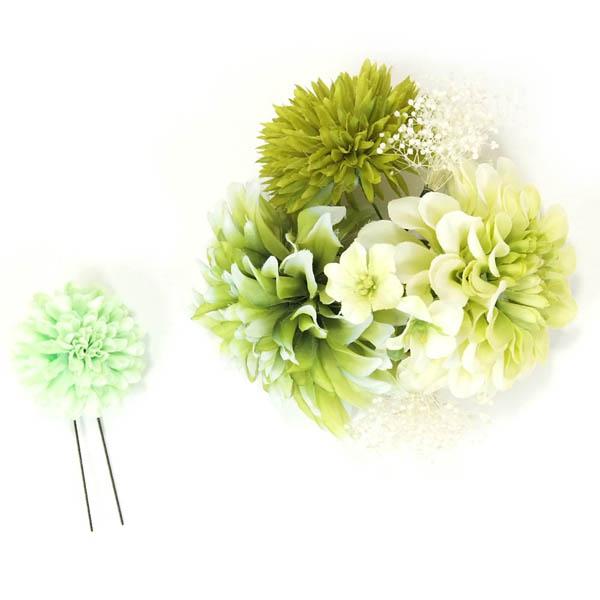 髪飾り 成人式 振袖 和装 着物 簪 袴 花かんざし 2個セット 緑