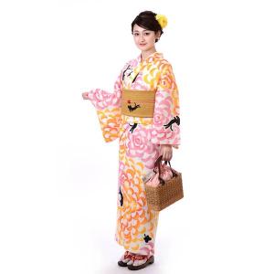ツモリチサト ブランド 浴衣【tsumori chisato/注染 生成り×オレンジ系
