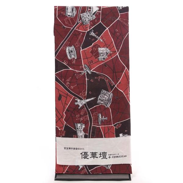 浴衣 反物 メンズ ゆかた ワイドサイズ 男 紳士 優華壇 京友禅手捺染 綿 日本製 PARIS 巴...