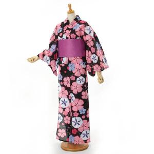浴衣 レディース 3点セット itomi 大人ゆかた 綿 麻 ピンク 桜
