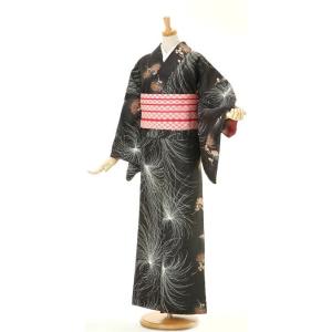 洗える着物 H・L 単品 ポリエステル 袷 小紋 黒 : 着物通販 きもの山喜 