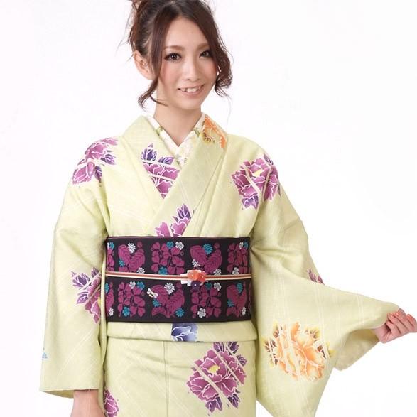 小紋 着物 正絹 仕立て上がり 袷 レディース 女性 カジュアル すぐに着れる着物 黄緑