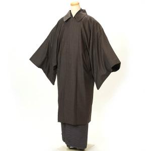 紳士 和装コート 着物コート ウール ストライプ Ｌサイズ