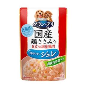 ユニ・チャームペット グラン・デリ 国産鶏ささみ パウチ ジュレ 成犬用 緑黄色野菜入り [ドッグフード 犬 エサ 餌 ウェットタイプ 低脂肪] 80g 爆買