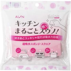 アイオン キッチンまるごとスウノ 超吸水スポンジ スクエア型 ピンク [キッチン 台所 シンク 調理器具 水滴] 796-P｜ヤマキシヤフー店