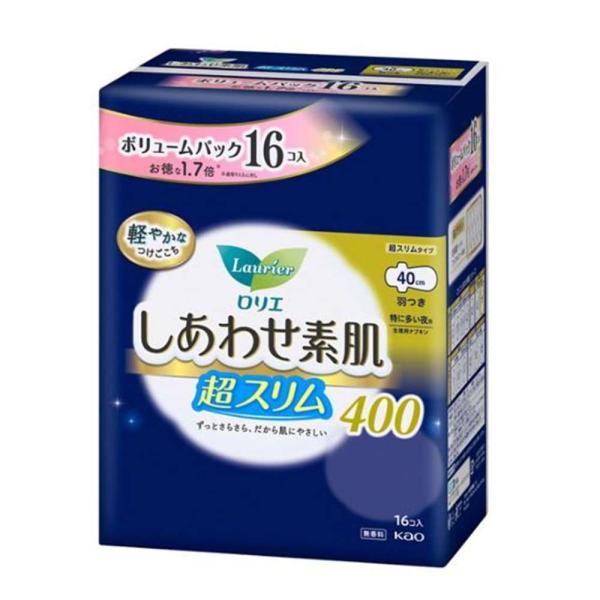 花王 ロリエ しあわせ素肌 ボリュームパック 超スリム 特に多い夜用 40cm 羽つき[生理用品 ナ...