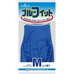 ショーワグローブ No.181 ブルーフィット Mサイズ ブルー [ゴム手袋 ビニール手袋 塩化ビニル 薄手 農業 漁業 清掃] 1双 爆買