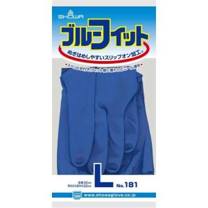 ショーワグローブ No.181 ブルーフィット Lサイズ ブルー [ゴム手袋 ビニール手袋 塩化ビニル 薄手 農業 漁業 清掃] 1双 爆買