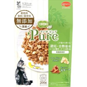 日本ペットフード COMBO(コンボ) キャット ピュア 避妊・去勢後用 まぐろ味・鶏肉・かつお節添え [キャットフード ドライタイプ えさ] 200g(100g×2袋) 爆買