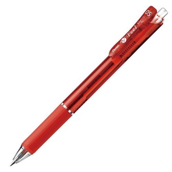 ぺんてる ビクーニャ フィール 0.5mm クリアレッド(インク:赤)[文具 油性 ボールペン なめ...