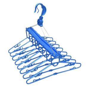 洗濯物干し 10連ハンガー シャツが一度にたくさん干せる XB-10 ブルー