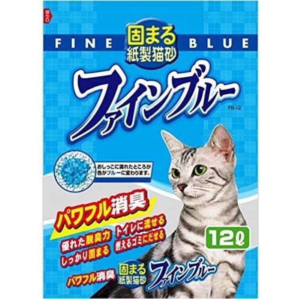 常陸化工 固まる紙製猫砂 ファインブルー 12L