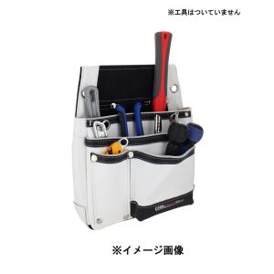 DBLTACT(ダブルタクト) 本革卓越 釘袋 2段 ホワイト [工具 作業用品 腰袋 道具入れ 収納 職人 高級感] DTL-07-WH 爆買