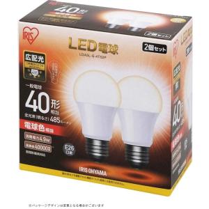 アイリスオーヤマ LED電球 E26 広配光 40形 電球色 485lm 2個セット LDA5L-G...