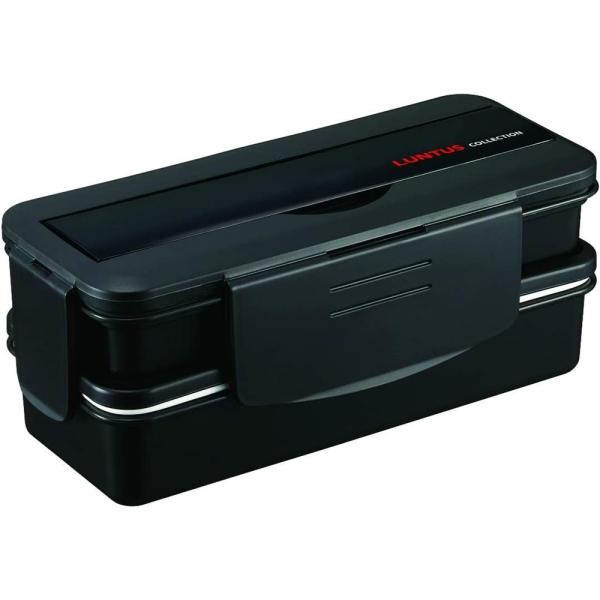 アスベル Nランタス ランチボックス 2段 870ml ブラック バッグ&amp;箸付き 食洗機・電子レンジ...