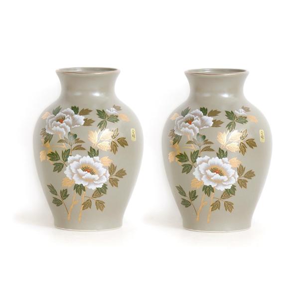 国産 陶器 花瓶 ■ 花神 8寸 ■ 2本組 ■ 高さ24cm ■ 仏壇 お盆  お彼岸 お墓参り ...
