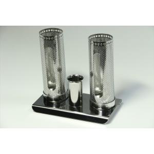 国産■仏具■ステンレス製 ローソク 線香立て 風防■３点セット