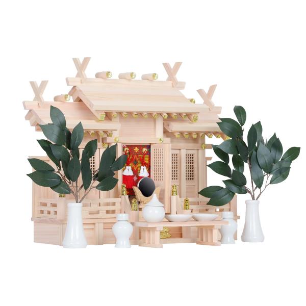 屋根違い三社■宝来神宮■御簾と格子扉■限定数■屋根違い三社■宝来神宮■御簾と格子扉■中型 神棚セット...