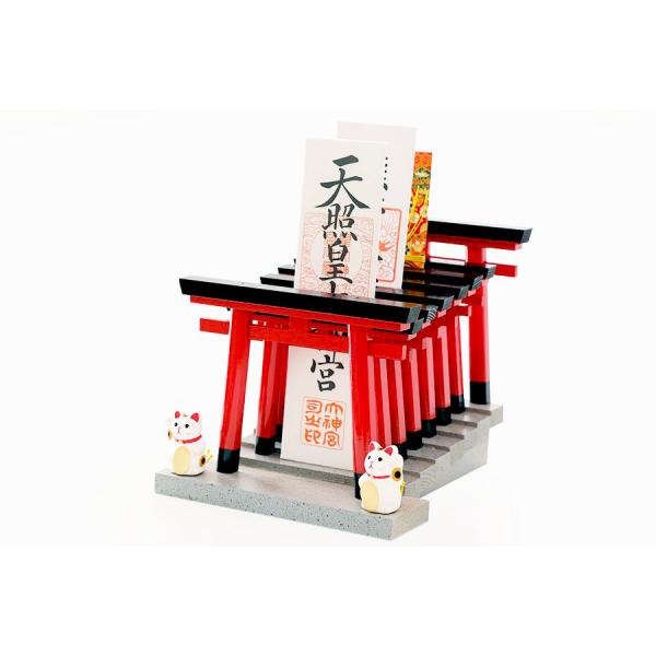 お札立て 伏見稲荷 朱の鳥居八門 招き猫 神棚 神具 国産 ひのき 工房作り