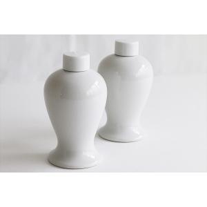 瓶子 一対 6寸 陶器 上品 19.2センチ 大型 伝統的 徳利 御神酒 白磁