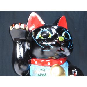 国産 ■ 病防 招き猫 ■黒 8寸■右手 高さ 約 24cm｜yamako-showten