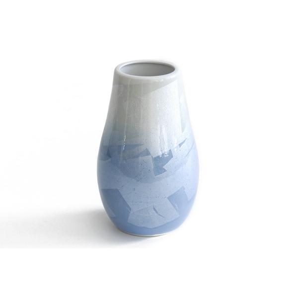 国産 陶器 花瓶 ■ パール仕上げ ■ 青 7寸 ■ 下太  ■ 単品 高さ22cm ■ 花瓶