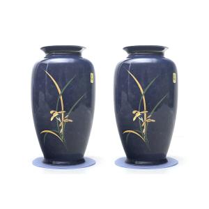 仏壇屋 滝田商店 仏壇用花瓶・お盆用花瓶 茜九谷焼 かすみ草 8号(一対