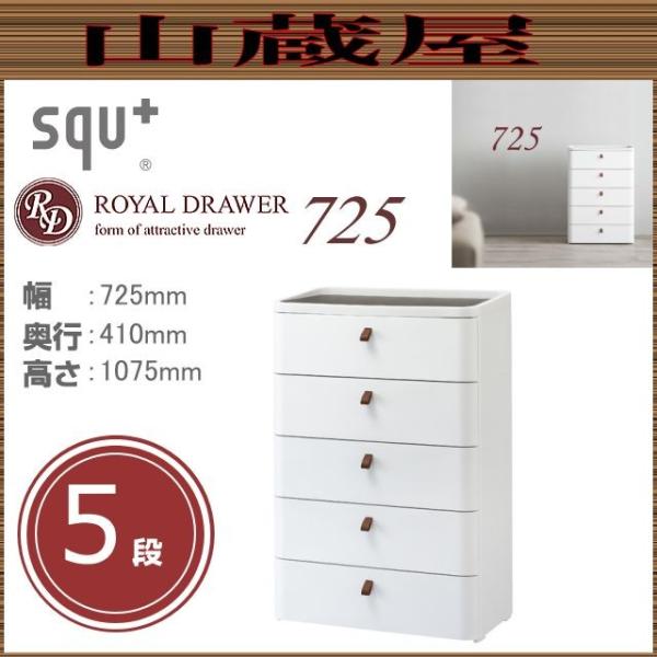 ロイヤルドロアー 725 アースホワイト 5段　[RD-725WH/DBR squ+] (幅)725...