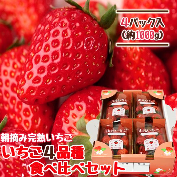 いちご 宮城 4品種食べ比べセット 250g×4パック 完熟 山元いちご農園 もういっこ にこにこベ...