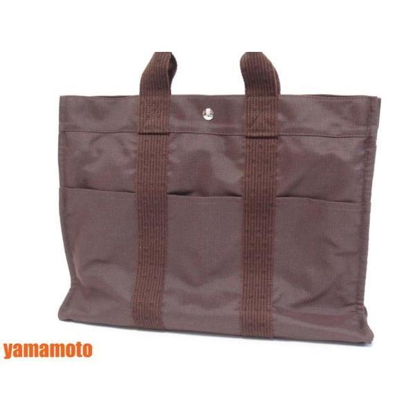 送料無料 HERMES エルメス エールライン トートバッグ MM ブラウン カギなし 美品