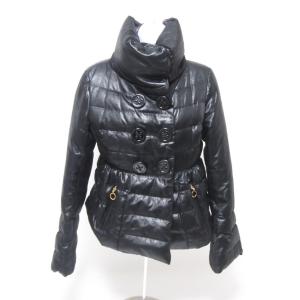 ドゥロワー Drawer ノーカラー ロングコート ウール ナイロン ネイビー