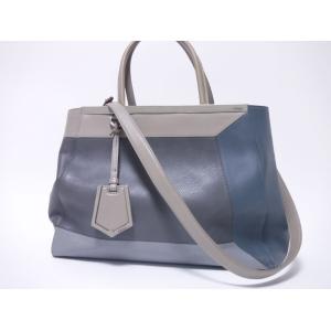 送料無料 FENDI フェンディ 2JOURS トゥージュール ハンドバッグ ２WAY ショルダーバッグ レザー グレー 8BH250 00K4F F0D2E 中古｜yamamoto7887