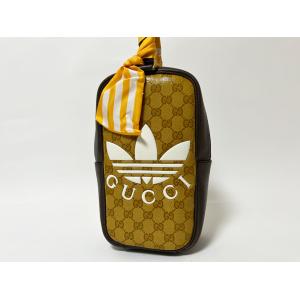 送料無料 GUCCI adidas グッチ アディダス GG ミニ トップ ハンドルバッグ クラッチバッグ ツイリー付き 702387 703568 超美品｜yamamoto7887