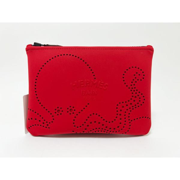 HERMES エルメス ネオバンPM ポーチ クラッチバッグ セカンドバッグ レッド オクトパス タ...