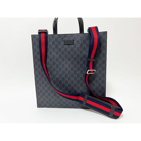 送料無料 GUCCI トートバッグ ショルダーバッグ 2WAY GGスプリーム キャンバス ブラック...