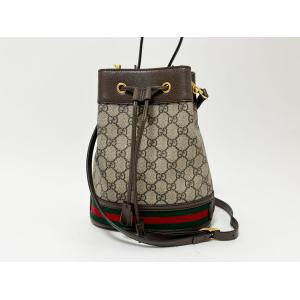 送料無料 GUCCI グッチ オフィディア GGスプリーム ハンドバッグ ショルダーバッグ 巾着 2WAY 斜め掛け キャンバス ベージュ 550621 美品｜yamamoto7887