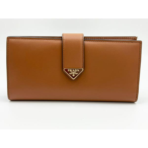PRADA プラダ 長財布 シティカーフタブ 財布 2つ折り 長財布 レザー コニャック ブラウン ...