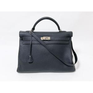 HERMES エルメス ケリー40 ハンドバッグ ショルダーバッグ ストラップ メンズ トゴ ブラック シルバー金具 D刻印 美品
