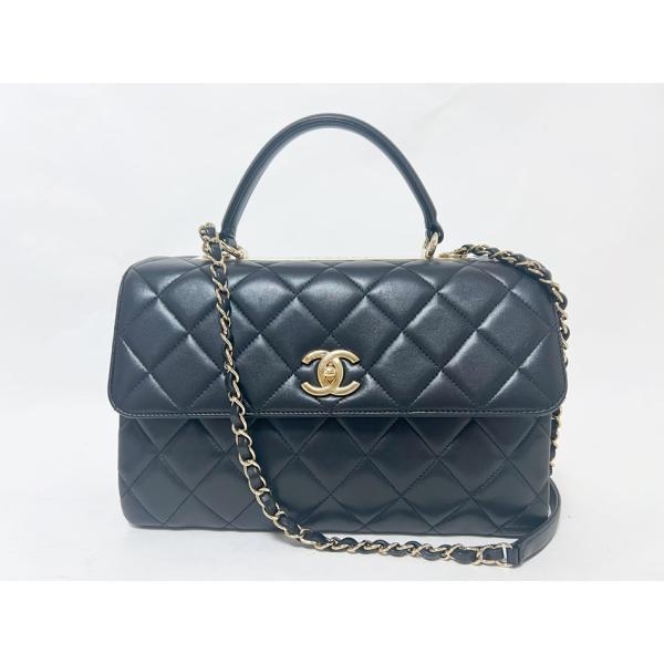 CHANEL シャネル トレンディCC ラージトップハンドル マトラッセ ハンドバッグ ショルダーバ...