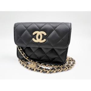 CHANEL シャネル チェーン クラッチ ポーチ サコッシュ ミニ ショルダーバッグ マトラッセ ブラック AP4315 B18216 94305 超美品