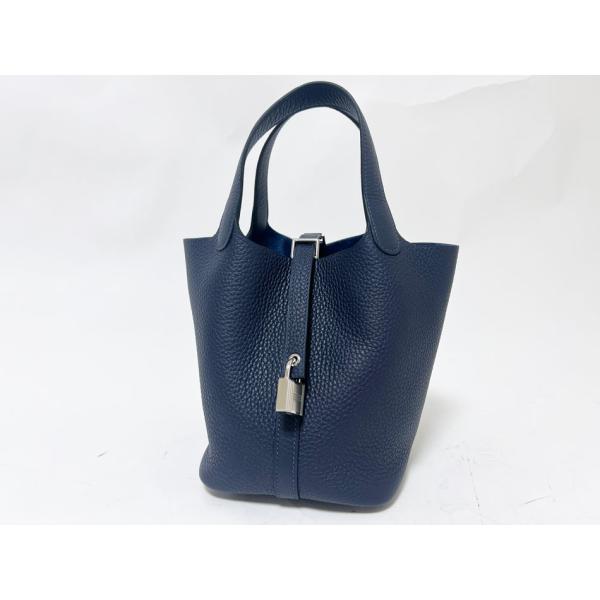 HERMES エルメス ピコタンロックPM ハンドバッグ トリヨンクレマンス ブルーニュイ ネイビー...
