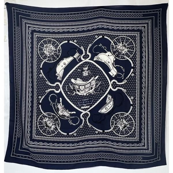 HERMES エルメス 大判 ショール ストール カレ 140 スプリングス バンダナ カシミア シ...