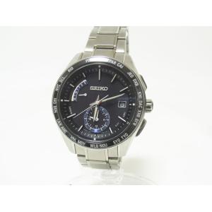 SEIKO◇ソーラー腕時計/アナログ/ステンレス/BLK/SLV/7B72-0AC0