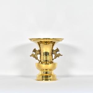 寺院仏具］ 中口火立(獅子付) 上磨 1尺3寸 【ローソク立】 : 仏壇