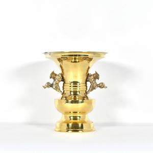 寺院仏具］ 中口火立(獅子付) 上磨 1尺3寸 【ローソク立】 : 仏壇
