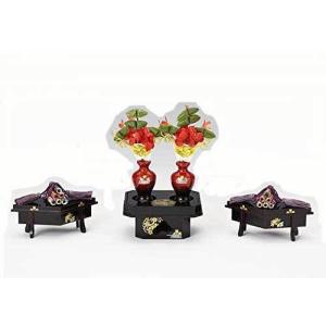 部品 雛人形 道具 3段用 木製 六品揃道具 唐草桜文様 鉾型 雛道具