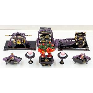 部品 雛人形 道具 3段用 木製 六品揃道具 唐草桜文様 鉾型 雛道具